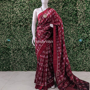 Dark Maroon Pasapali Contemporary Silk Saree