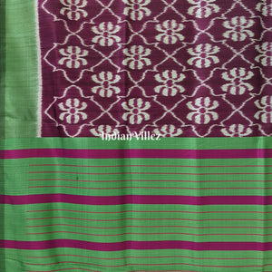 Coffee Forest Green Odisha Ikat Contemporary Silk Saree