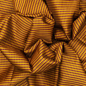 Mustard Silk Saree With Checks & Navy Blue Border