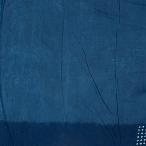 Indigo Woven Jaipur Cotton Saree Printed With White Dotted Motifs