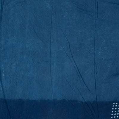 Indigo Woven Jaipur Cotton Saree Printed With White Dotted Motifs