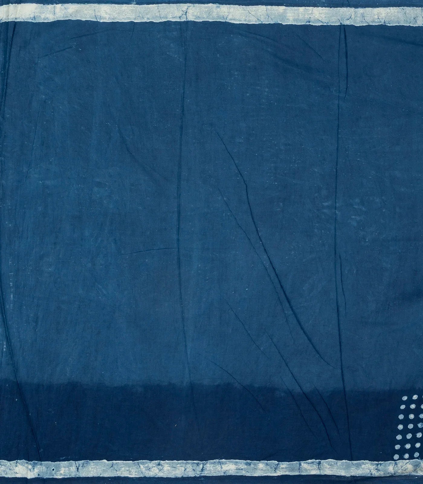 Indigo Woven Jaipur Cotton Saree Printed With White Dotted Motifs