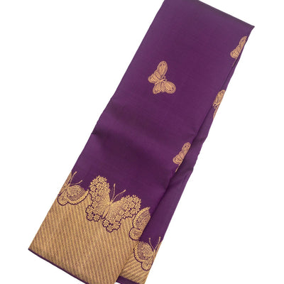 Magenta Handloom Kanchipuram Silk Saree With Butter Fly Buttas