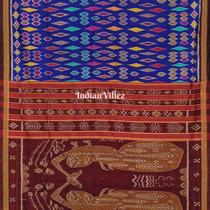 Multi Color Khandua on Blue Base with Pasapali Khandua Silk saree
