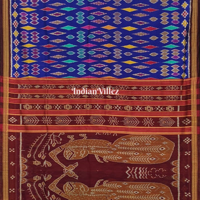 Multi Color Khandua on Blue Base with Pasapali Khandua Silk saree