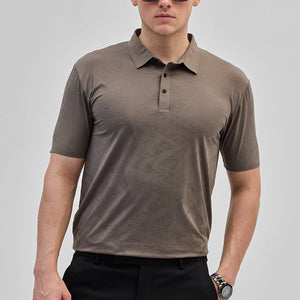 Grey Textured Stitchless Polo T-Shirt