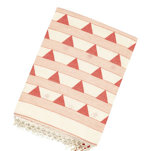 White Handloom Bengal Cotton Saree With Diamond Buttas