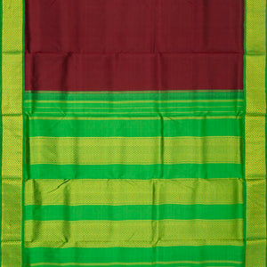 Maroon Handloom Kanchipuram Korvai 9 Yards Silk Saree With Green Border