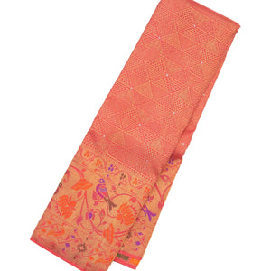 Pink Handloom Kanchipuram Silk Saree With Triangle Motifs