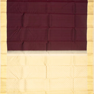 Maroon Handloom Kanchipuram Korvai Silk Saree With Cream Border