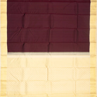 Maroon Handloom Kanchipuram Korvai Silk Saree With Cream Border