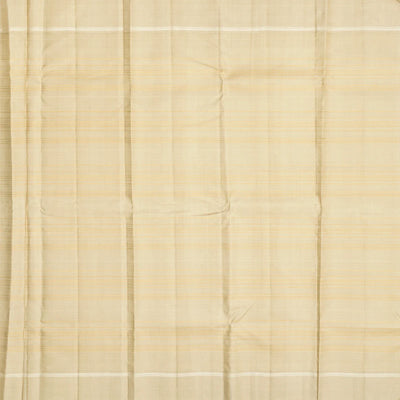 Black Handloom Kanchipuram Korvai Silk Saree With Stripes