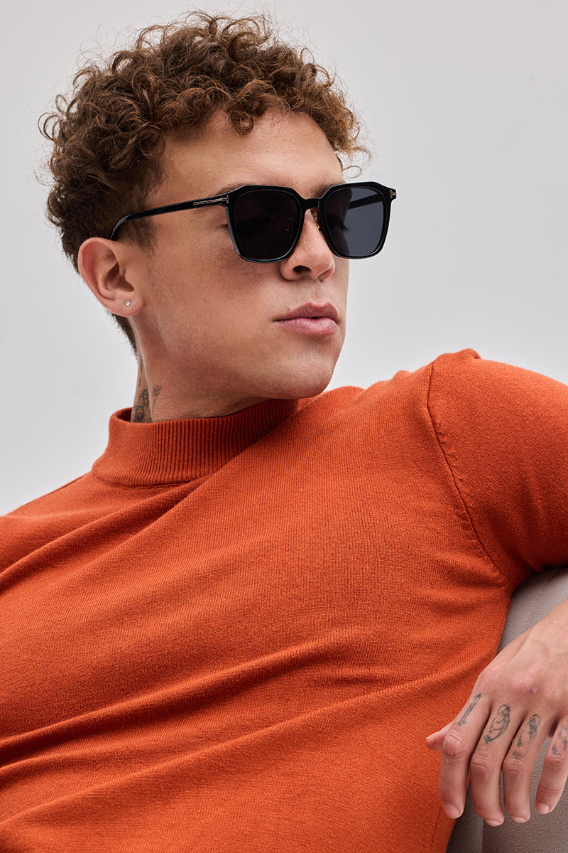 Orange Knitted Sweatshirt