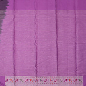 Black Handloom Kanchipuram Silk Saree With Zari Stripes & Buttas