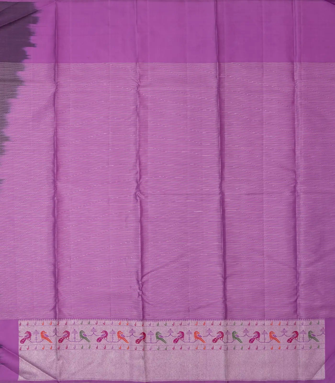 Black Handloom Kanchipuram Silk Saree With Zari Stripes & Buttas