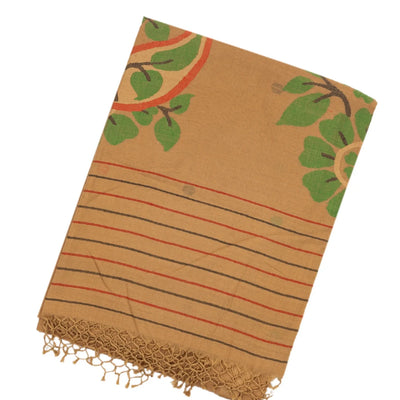 Beige Handloom Bengal Cotton Saree With Mango Motifs