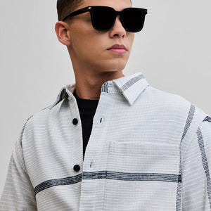 Light Grey Cord Textured Overshirt