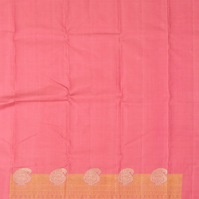 Bubblegum Pink Handloom Kanchipuram Silk Saree With Floral Buttas