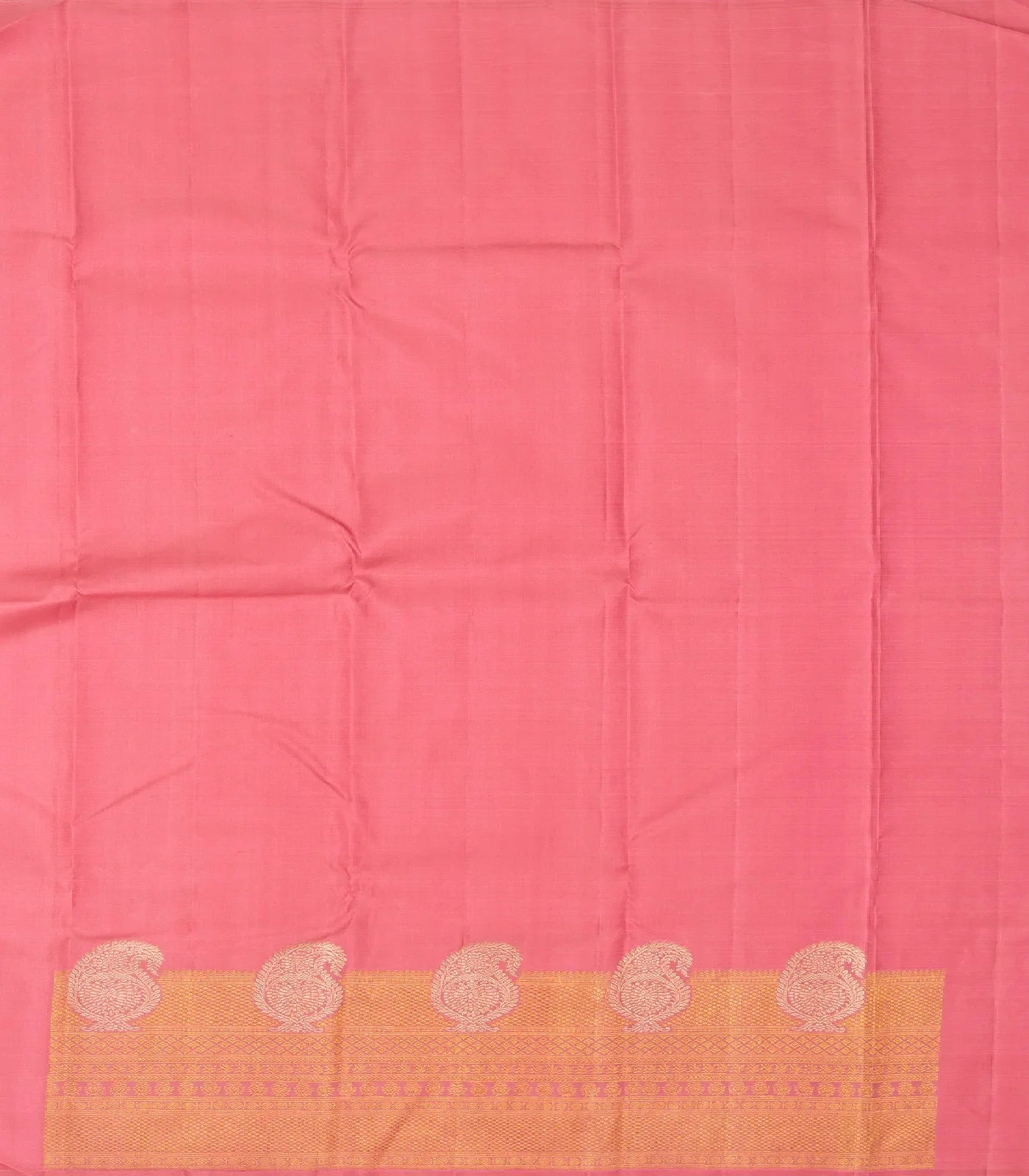 Bubblegum Pink Handloom Kanchipuram Silk Saree With Floral Buttas