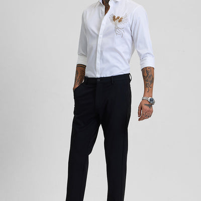 White Embellished Slim Fit Shirt