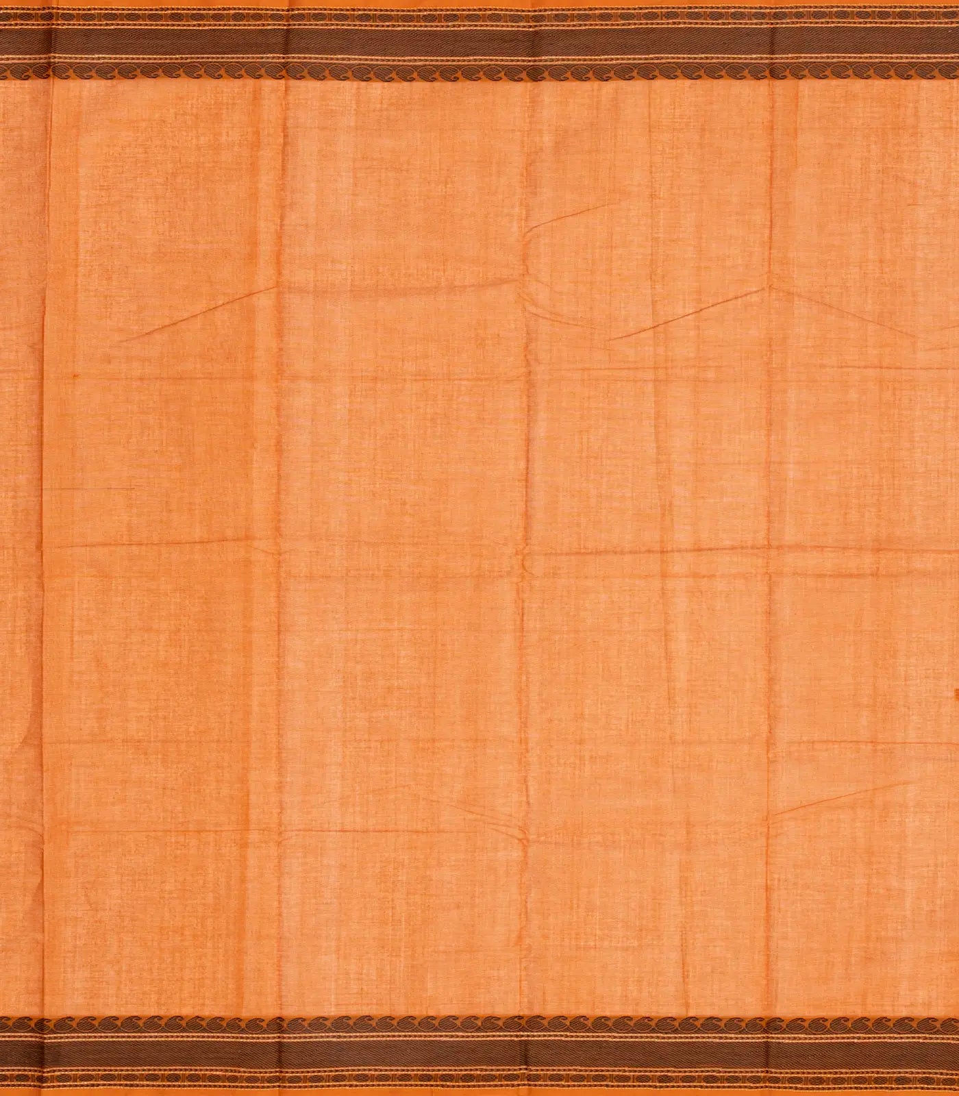 Orange Handloom Kanchi Cotton Saree With Diamond Motifs