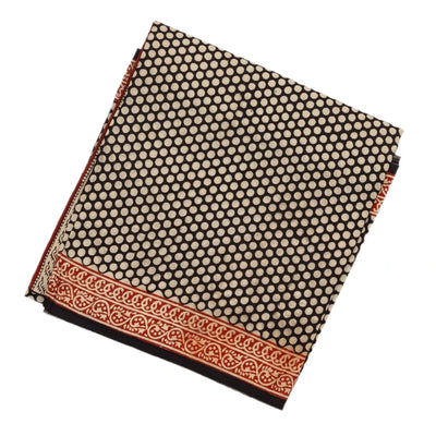 Black Woven Jaipur Cotton Saree Printed With Polka Dots