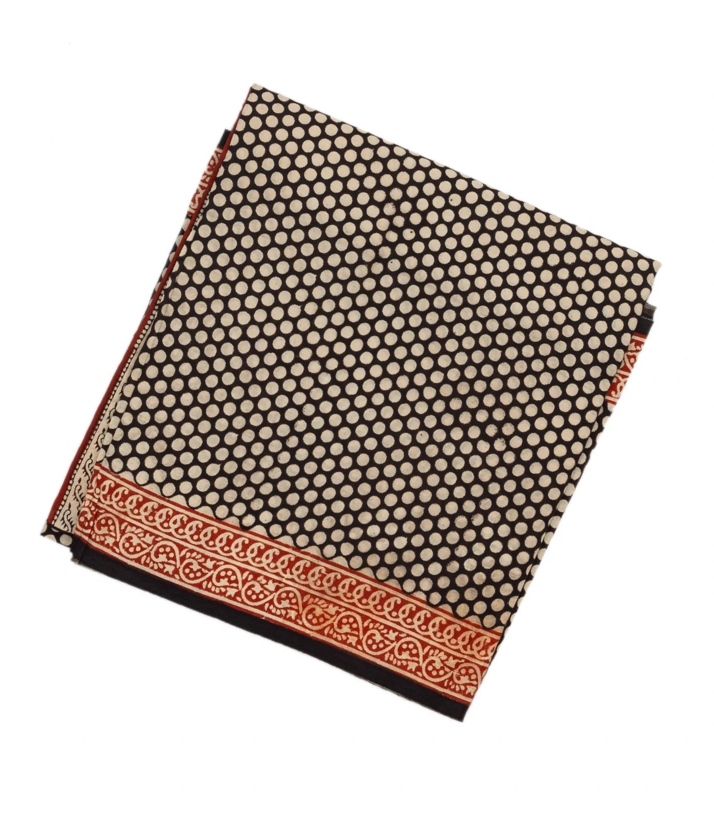 Black Woven Jaipur Cotton Saree Printed With Polka Dots