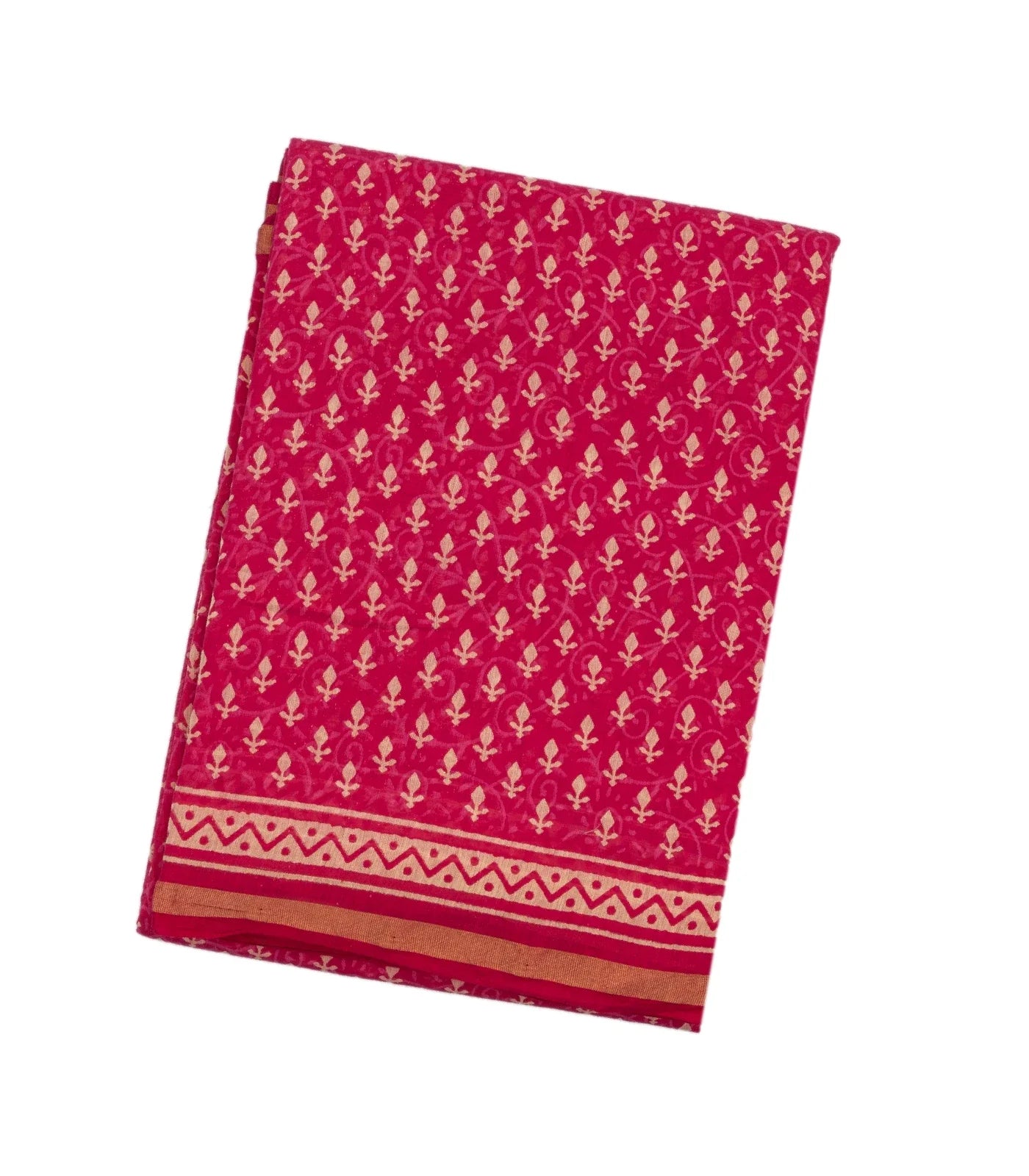 Pink Woven Jaipur Cotton Saree With Printed Floral Motifs