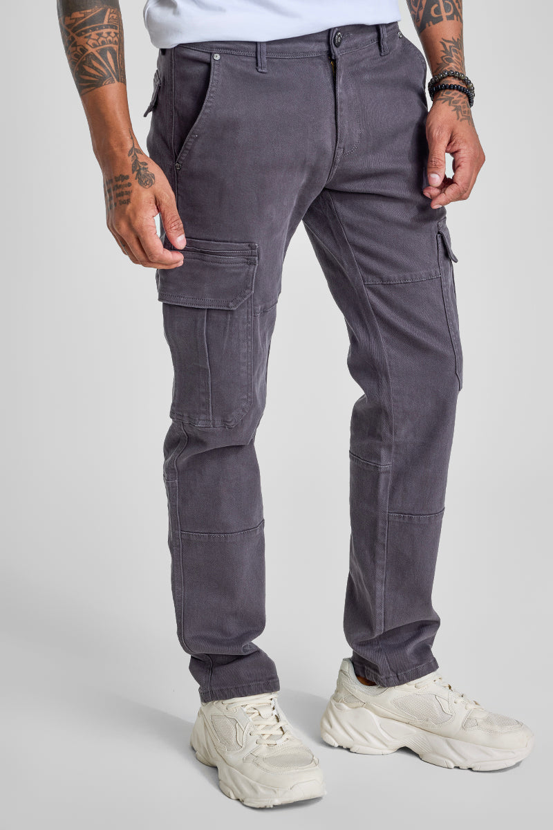 Grey Slim Fit Cargo Jeans