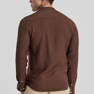Brown Textured Slim Fit Kurta