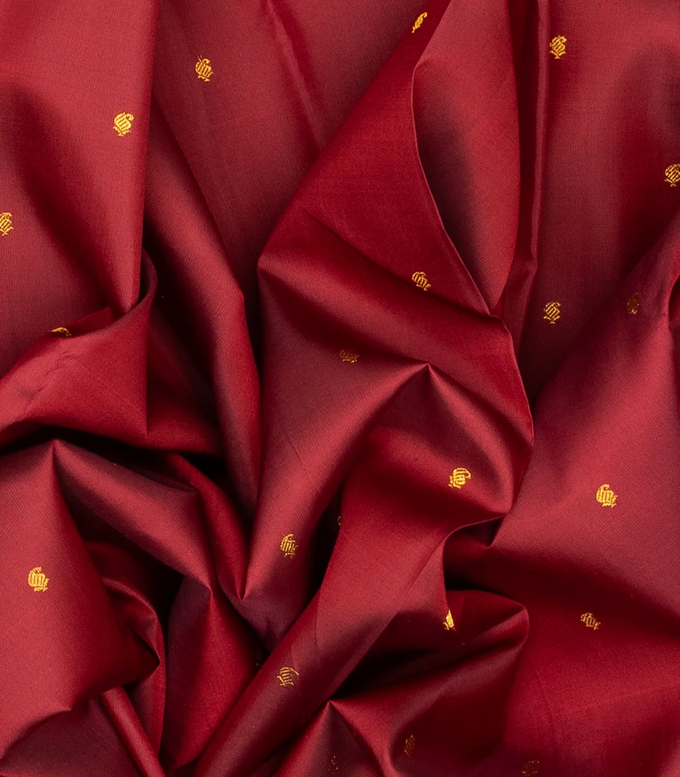 Maroon Handloom Kanchipuram Korvai Silk Saree With Mango Motifs