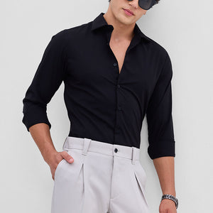 Black Slim Fit Stretch Shirt
