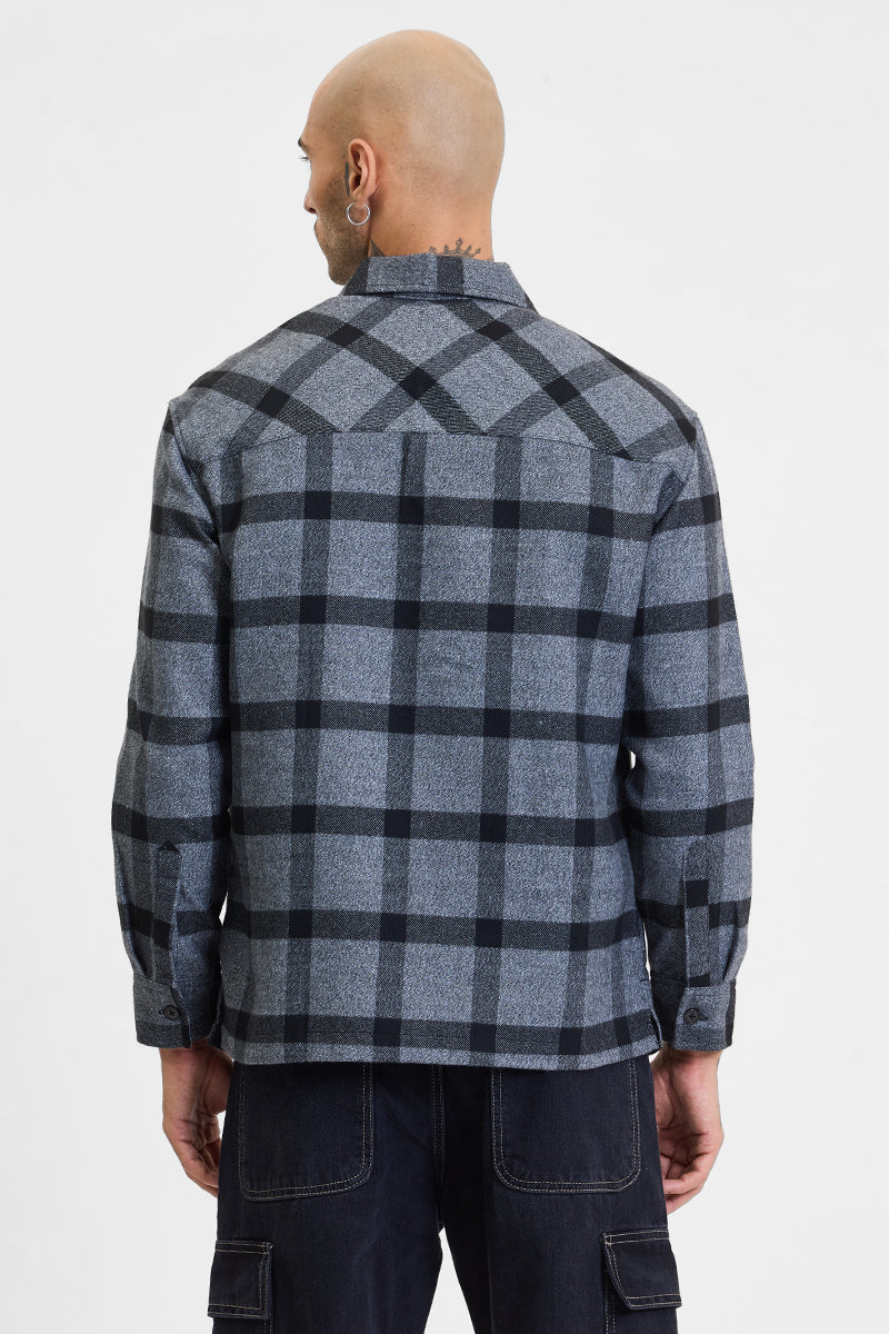 Grey Checks Relaxed Fit Overshirt