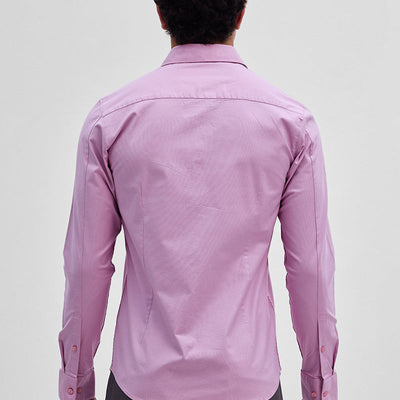 Pink Stretchable Slim Fit Shirt
