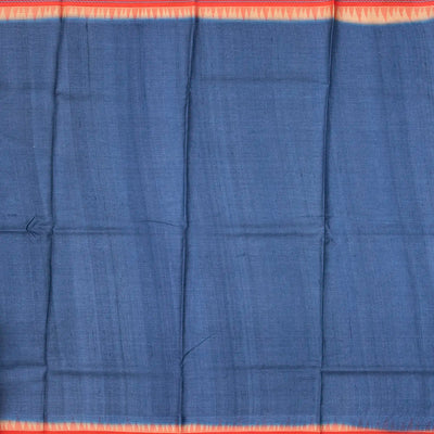 Indigo Handloom Tussar Silk Saree Printed With Floral Motifs