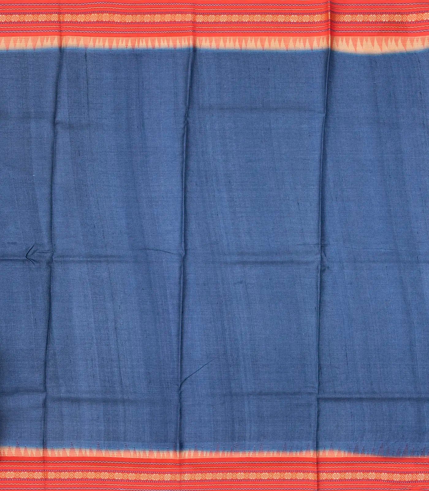 Indigo Handloom Tussar Silk Saree Printed With Floral Motifs