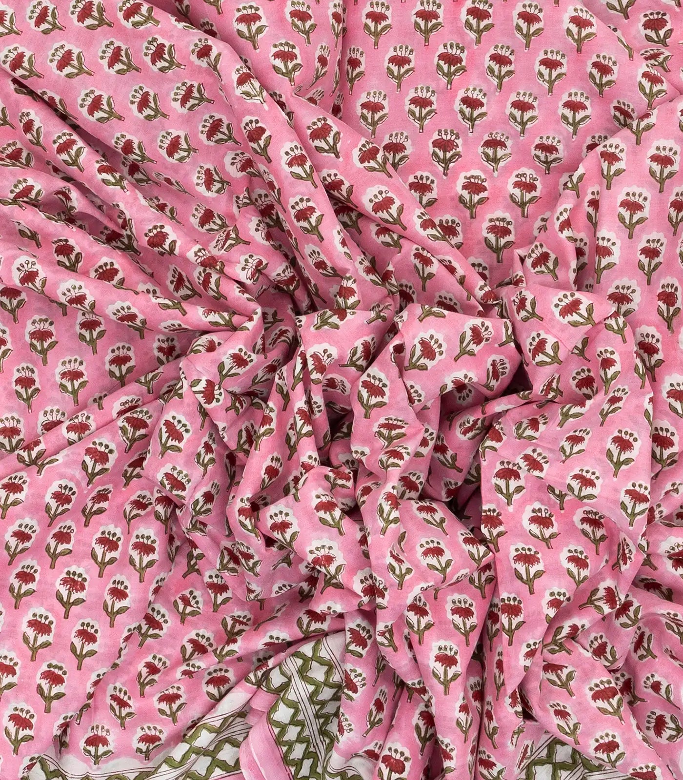 Bubblegum Pink Woven Jaipur Cotton Saree With Printed Floral Motifs