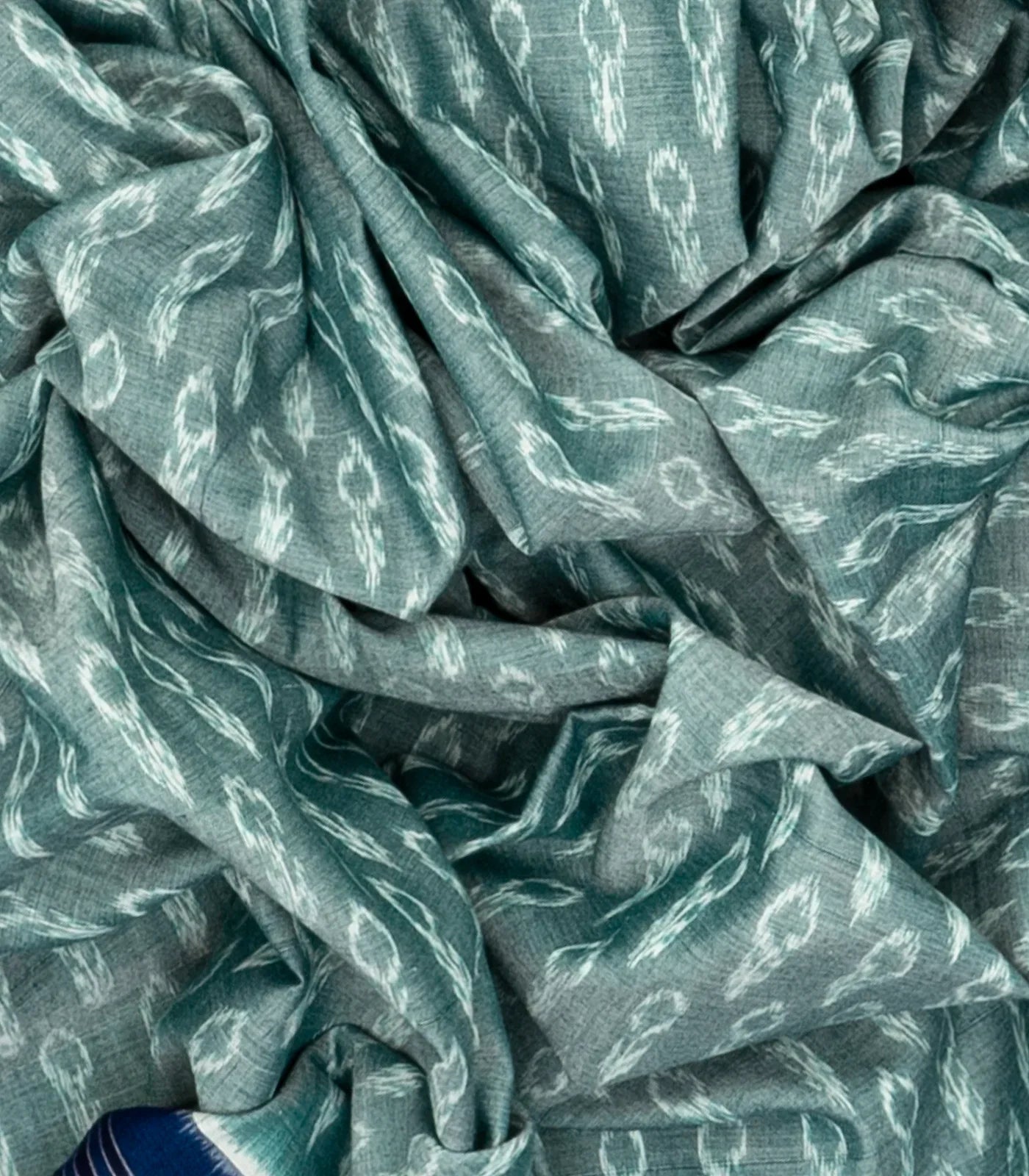 Shadow Green Orissa Cotton Saree With Tie & Dye Motifs