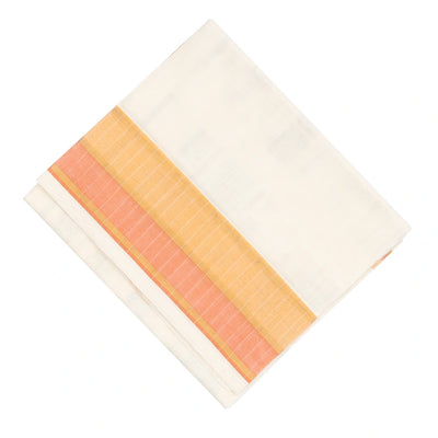 White Handloom Venkatagiri Cotton Saree With Contrast Zari Border