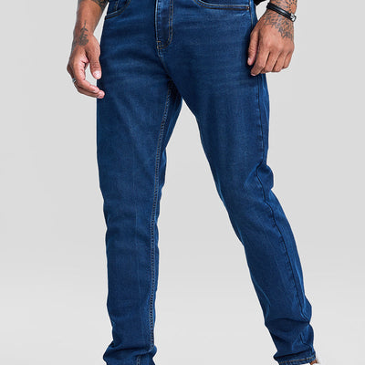 Navy Tapered Fit Jeans