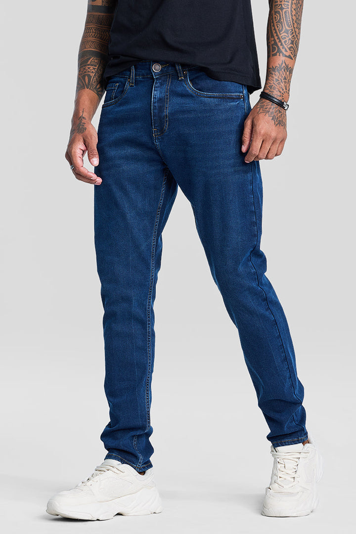 Navy Tapered Fit Jeans