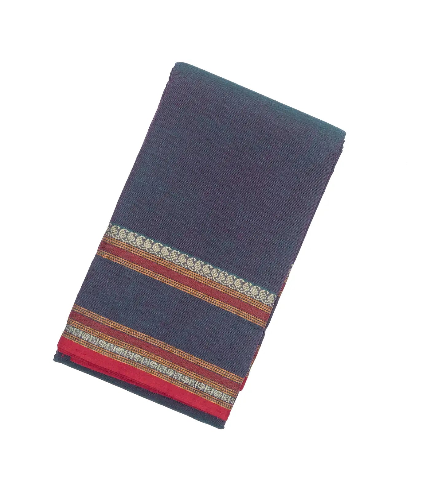Grey Handloom Kanchi Cotton Saree With Annam Buttas