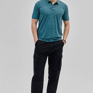 Teal Textured Stitchless Polo T-Shirt