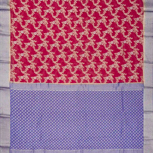 Pink Handwoven Banarasi Georgette Silk Saree With Floral Jaal Motifs