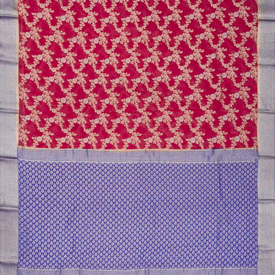 Pink Handwoven Banarasi Georgette Silk Saree With Floral Jaal Motifs