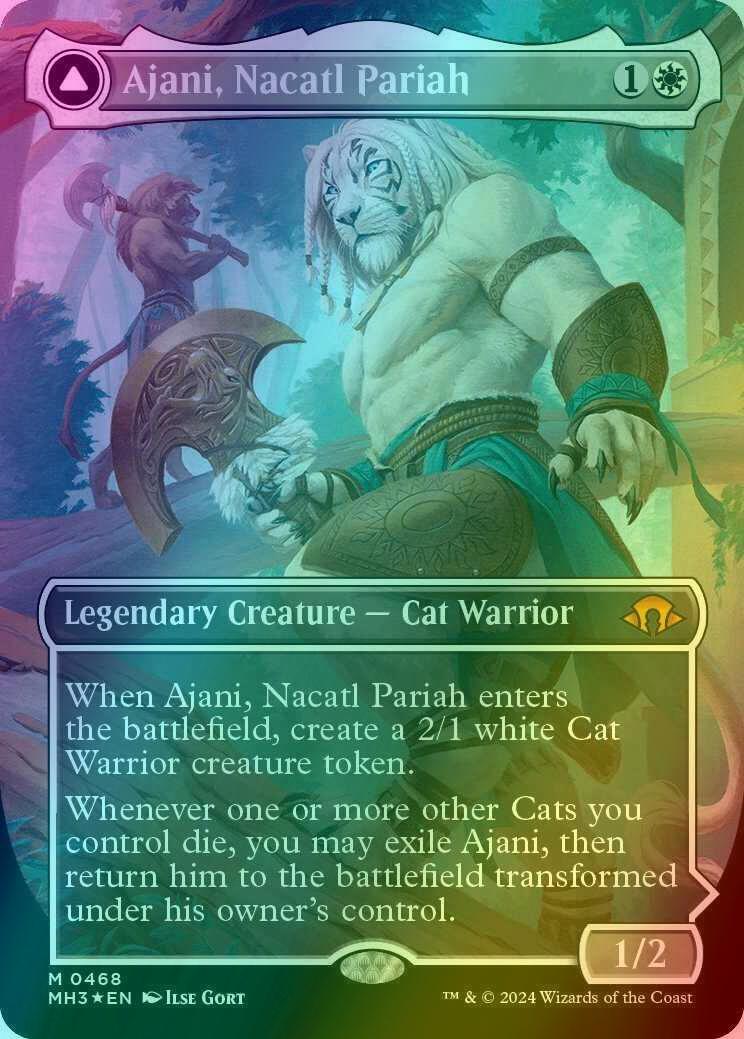 Ajani, Nacatl Pariah // Ajani, Nacatl Avenger [468] [Borderless] [Modern Horizons 3] [Textured Foil]