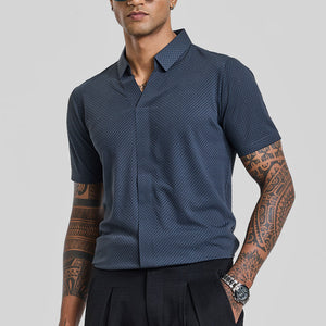 Greyish Blue Textured Polo T-Shirt