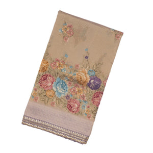 Lavender Woven Tissue Saree With Floral Print & Embroidery