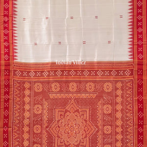 White Butta Design Border Pasapali Khandua Silk Saree