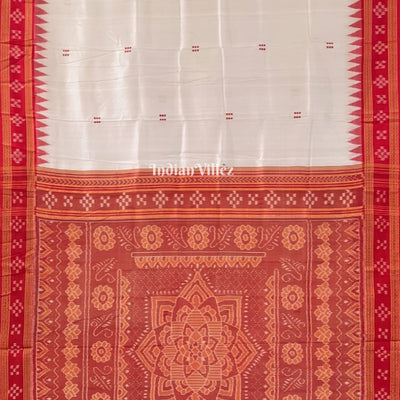 White Butta Design Border Pasapali Khandua Silk Saree